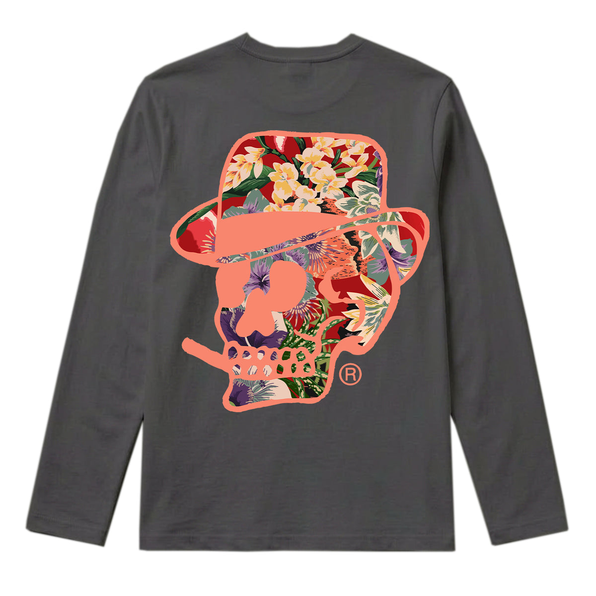 RUM KNUCKLES HAWAIIAN Long Sleeve Tee - Charcoal - back