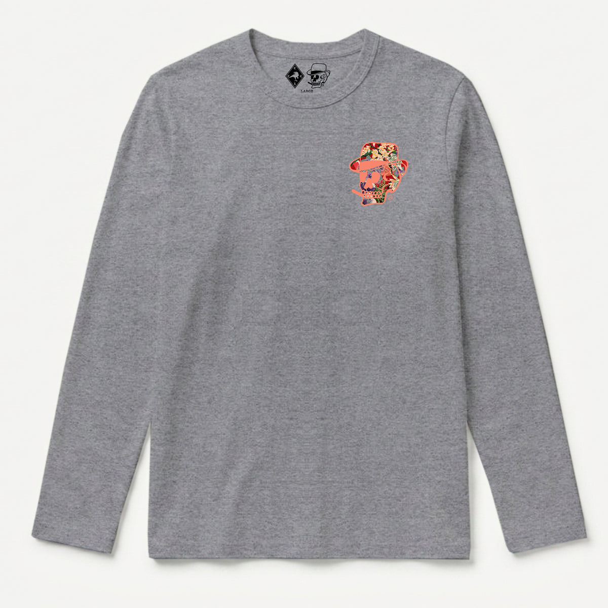 RUM KNUCKLES HAWAIIAN Long Sleeve Tee - Heather Grey - front