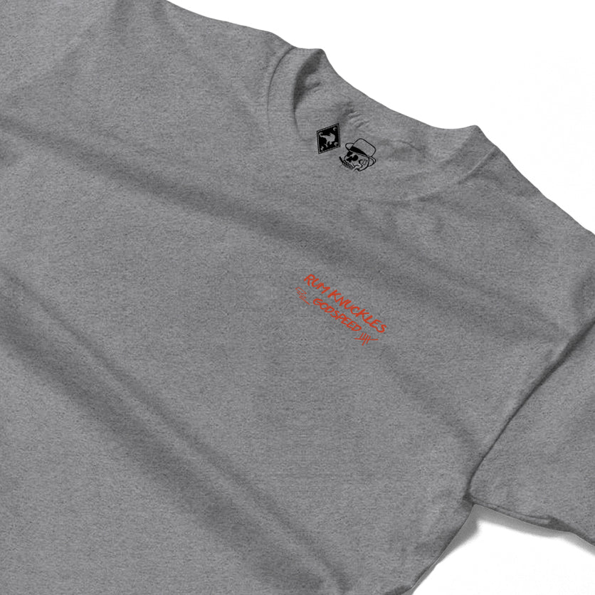 RUM KNUCKLES MC BANDANA Long Sleeve Tee - Heather Grey - detail