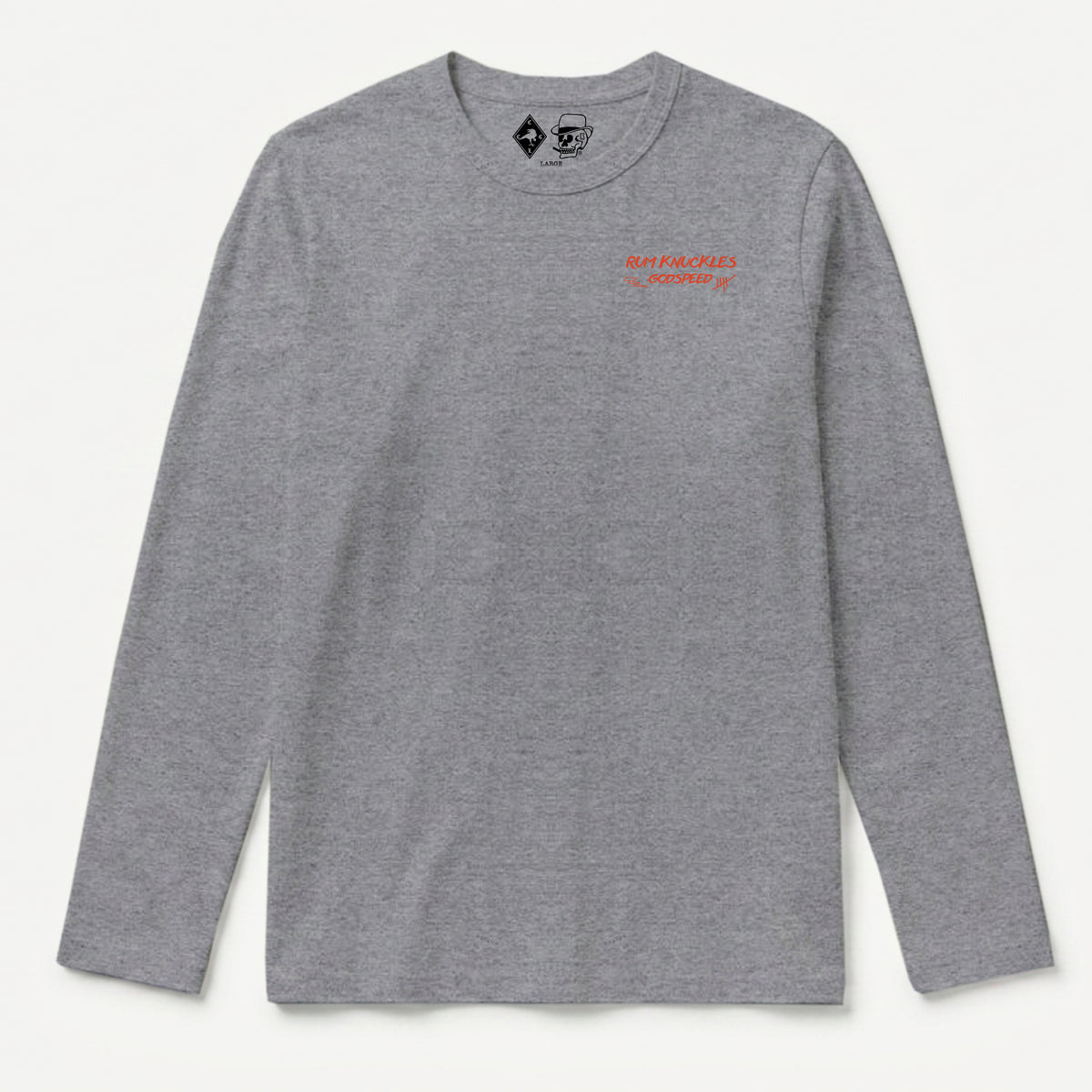 RUM KNUCKLES MC BANDANA Long Sleeve Tee - Heather Grey - front