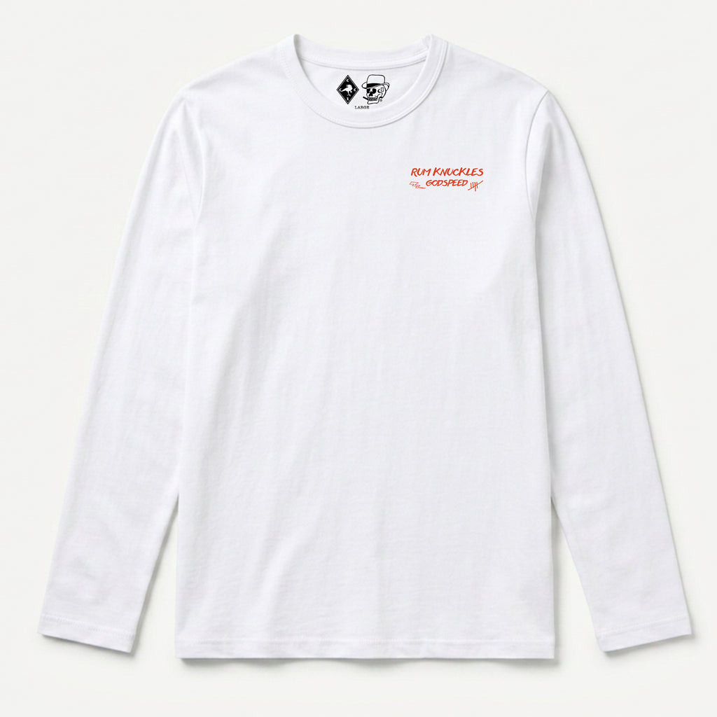 RUM KNUCKLES MC BANDANA Long Sleeve Tee - White - front
