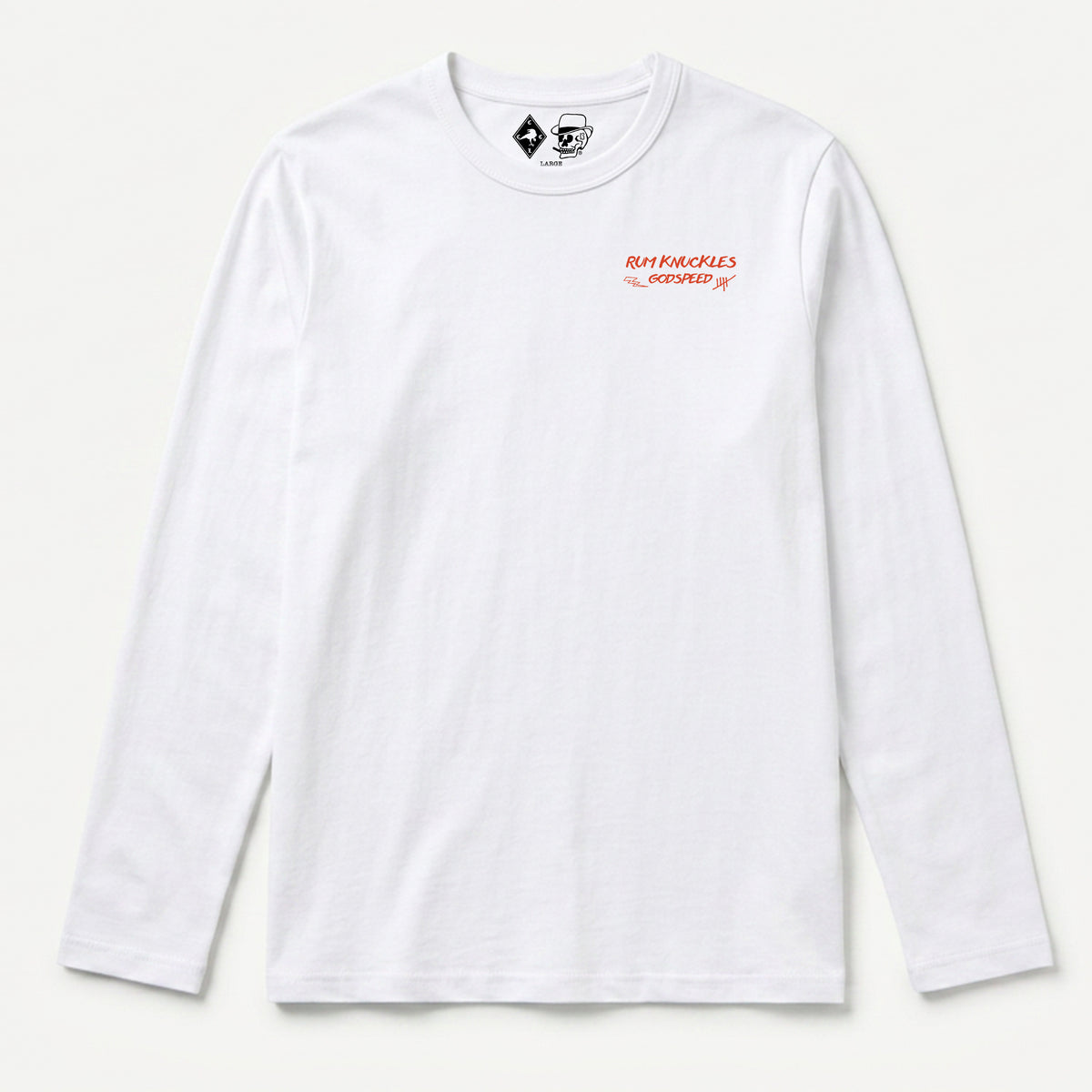RUM KNUCKLES MC BANDANA Long Sleeve Tee - White - front