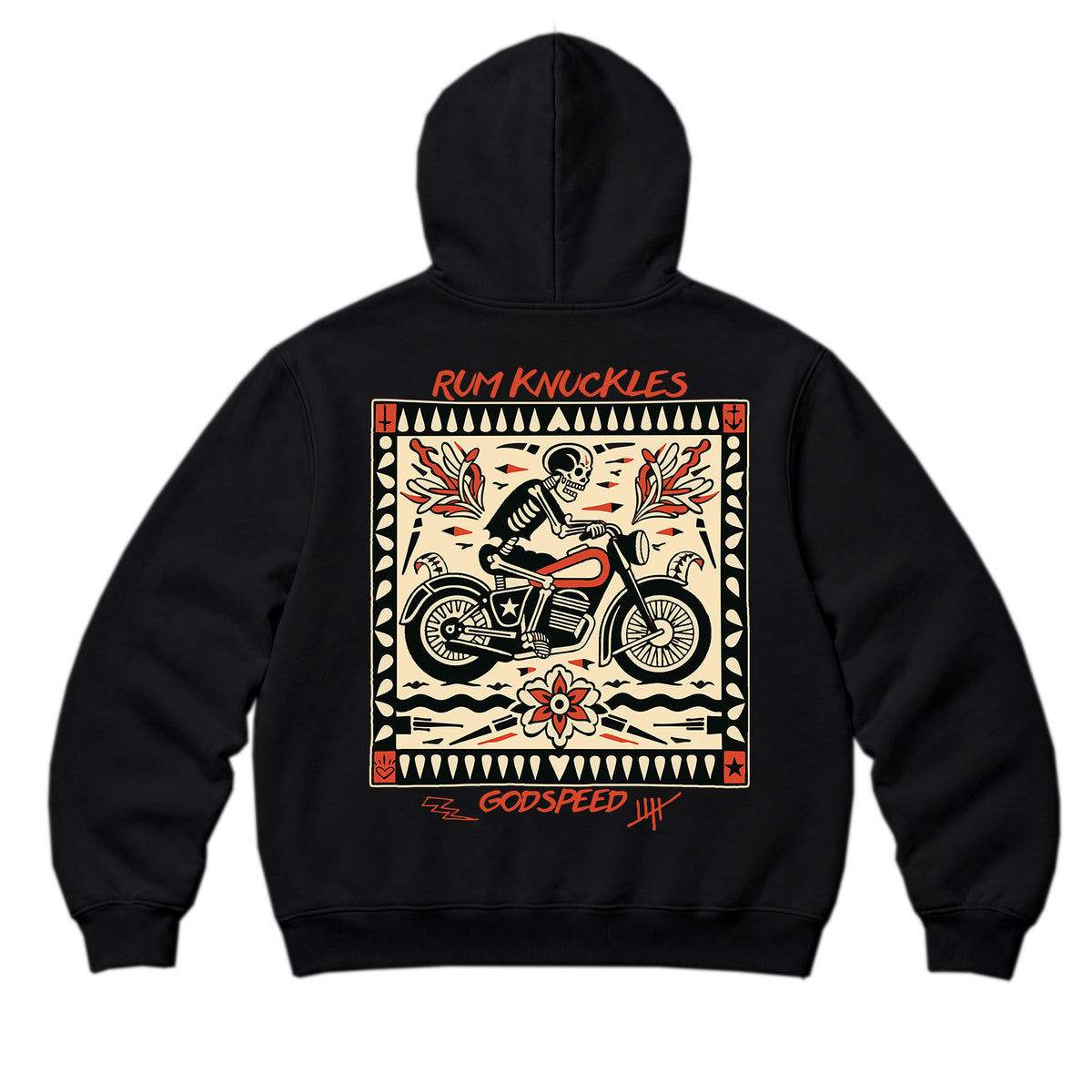 RUM KNUCKLES MC BANDANA Zip Hoodie - Black - back