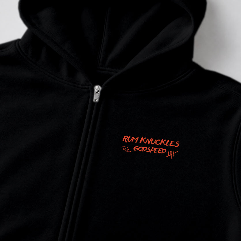 RUM KNUCKLES MC BANDANA Zip Hoodie - Black - detail