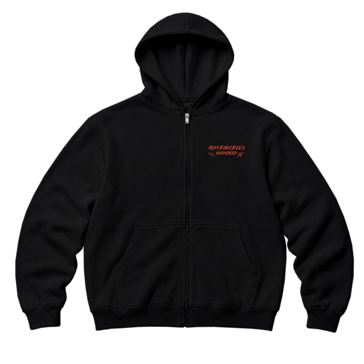 RUM KNUCKLES MC BANDANA Zip Hoodie - Black - front