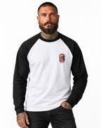 RUM KNUCKLES PARADISE SKULLS Baseball Tee - White/Black - model front