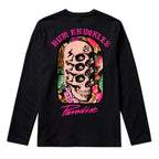 RUM KNUCKLES PARADISE SKULLS Long Sleeve Tee - Black - back