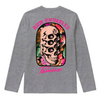 RUM KNUCKLES PARADISE SKULLS Long Sleeve Tee - Heather Grey - back