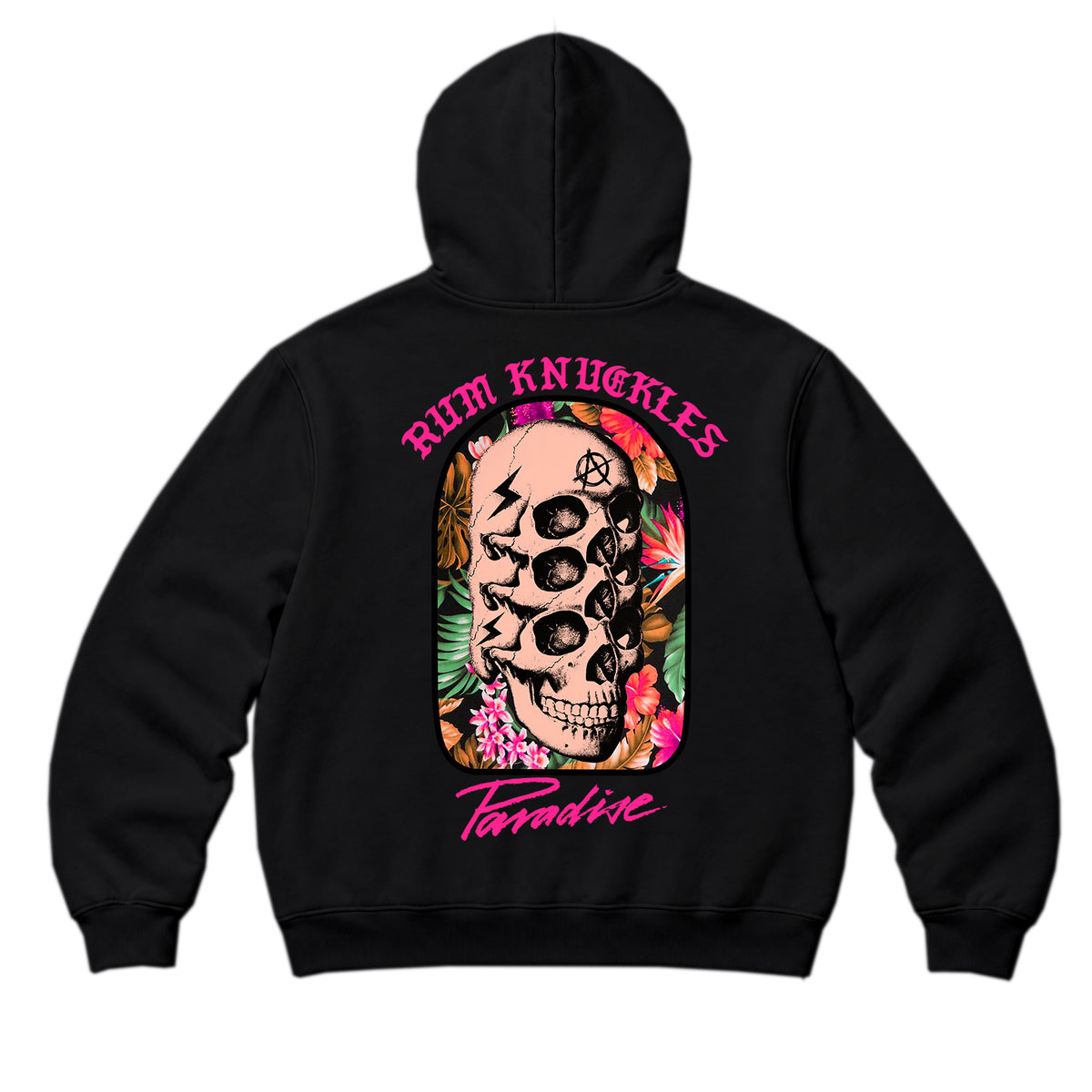 RUM KNUCKLES PARADISE SKULLS Zip Hoodie - Black - back