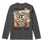 RUM KNUCKLES ROCKET FUEL Long Sleeve Tee - Charcoal - back