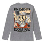 RUM KNUCKLES ROCKET FUEL Long Sleeve Tee - Heather Grey - back