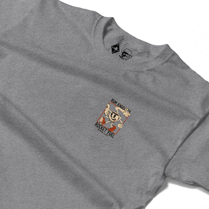 RUM KNUCKLES ROCKET FUEL Long Sleeve Tee - Heather Grey - detail