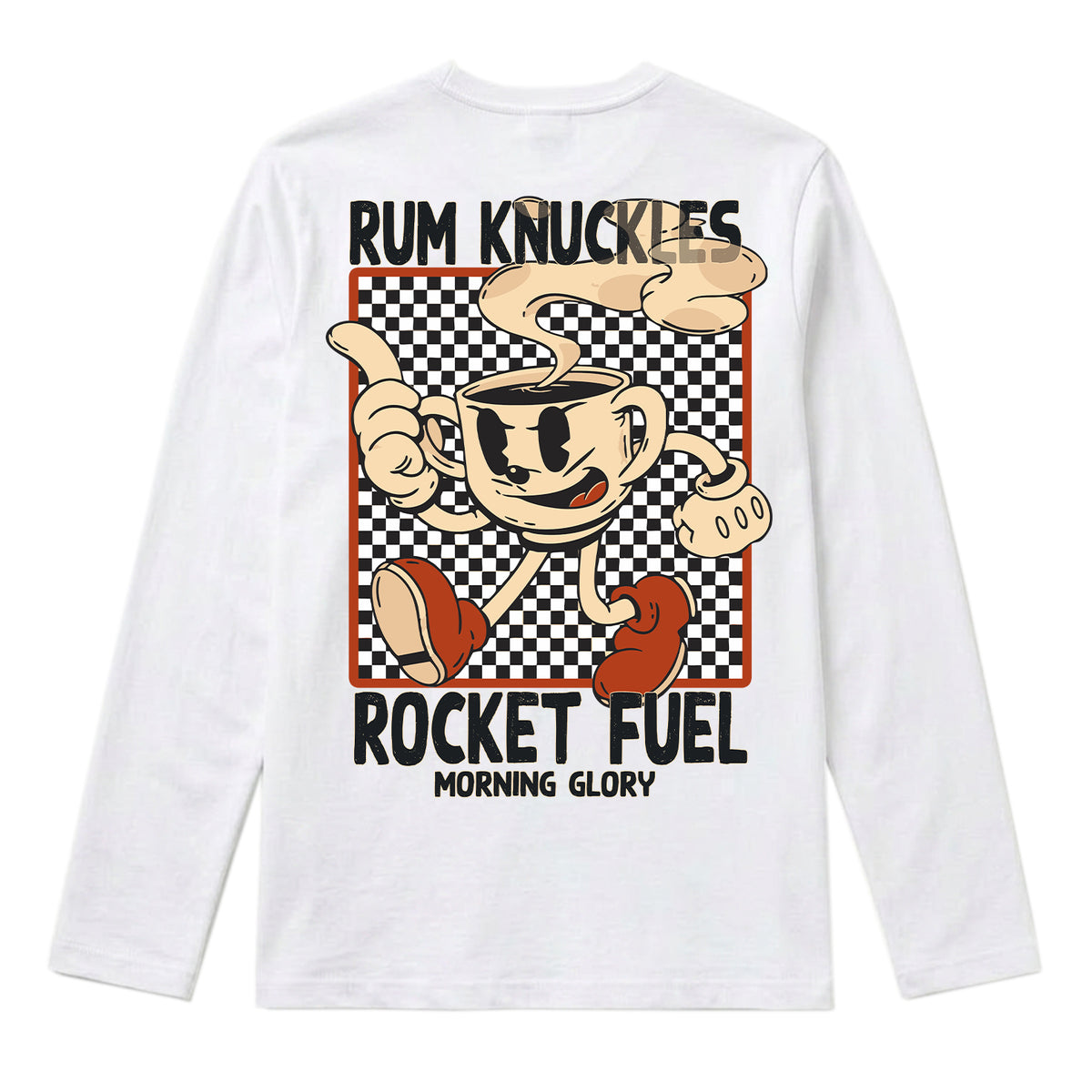 RUM KNUCKLES ROCKET FUEL Long Sleeve Tee - White - back