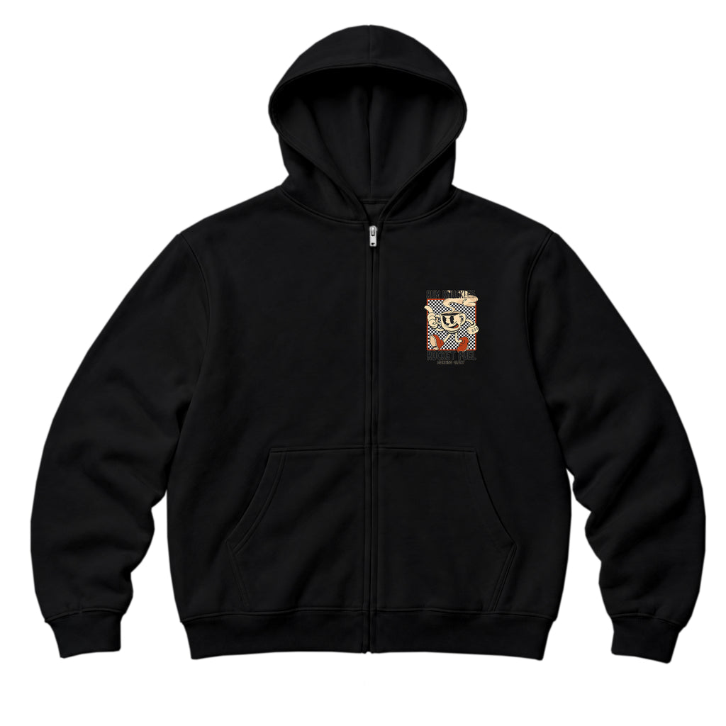 RUM KNUCKLES ROCKET FUEL Zip Hoodie - Black - front