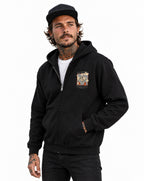 RUM KNUCKLES ROCKET FUEL Zip Hoodie - Black - model front