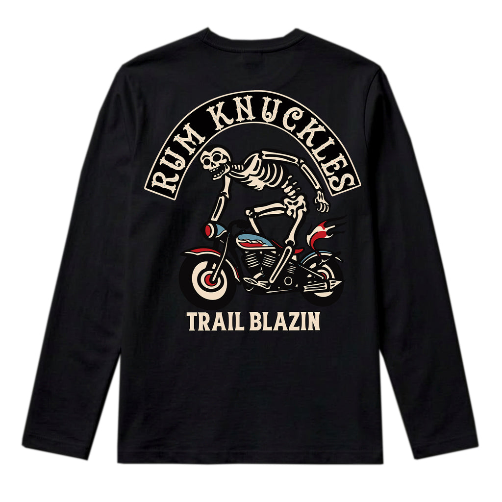 RUM KNUCKLES TRAIL BLAZIN Long Sleeve Tee - Black - back