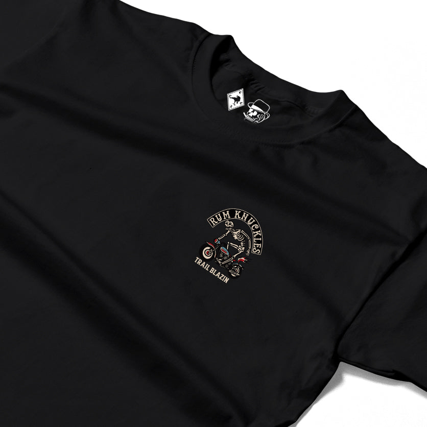 RUM KNUCKLES TRAIL BLAZIN Long Sleeve Tee - Black - detail