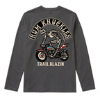 RUM KNUCKLES TRAIL BLAZIN Long Sleeve Tee - Charcoal - back