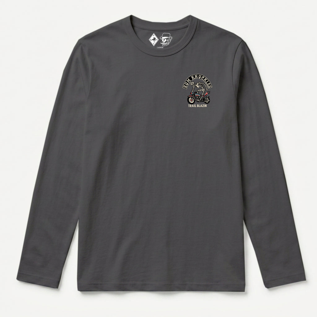 RUM KNUCKLES TRAIL BLAZIN Long Sleeve Tee - Charcoal - front