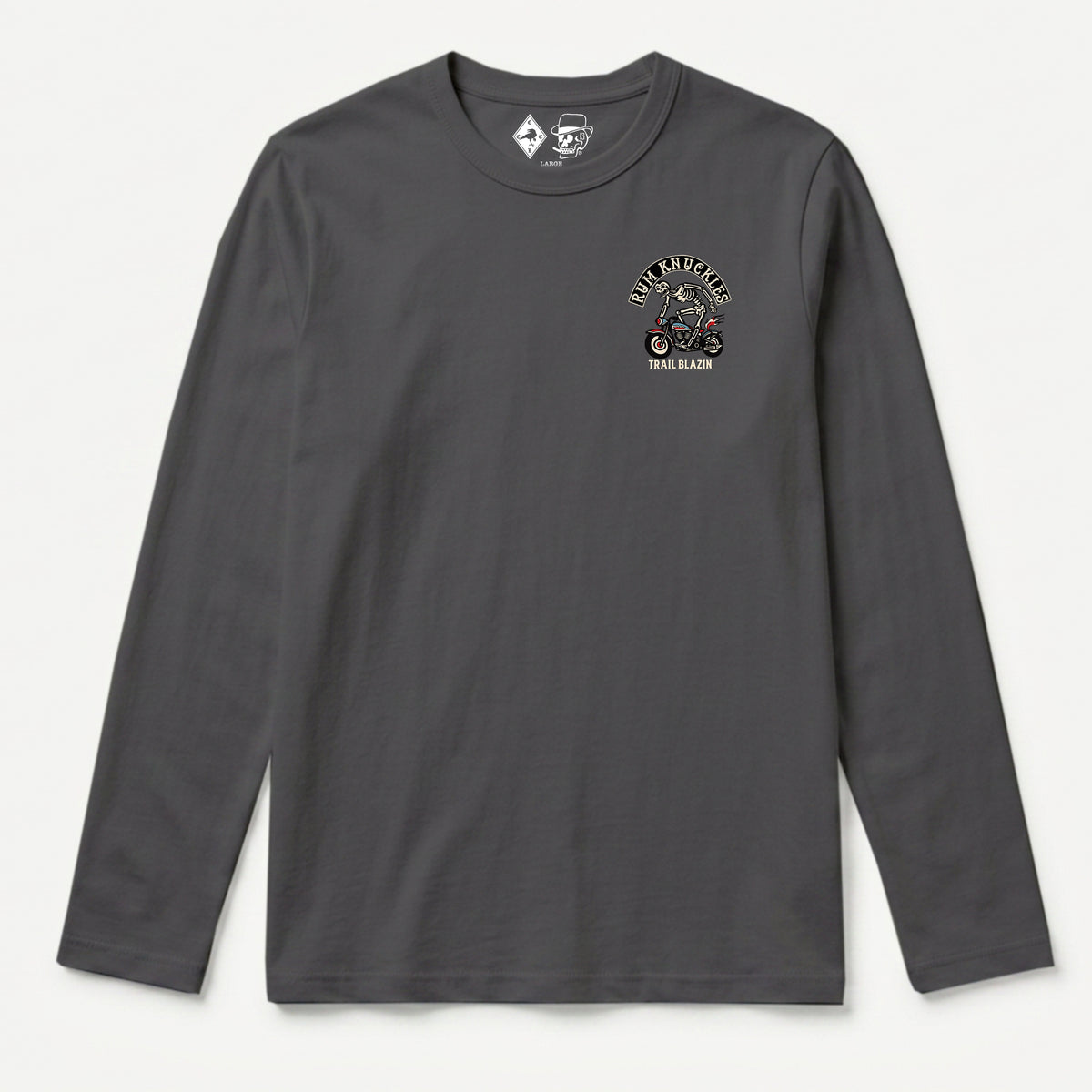 RUM KNUCKLES TRAIL BLAZIN Long Sleeve Tee - Charcoal - front