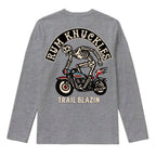 RUM KNUCKLES TRAIL BLAZIN Long Sleeve Tee - Heather Grey - back