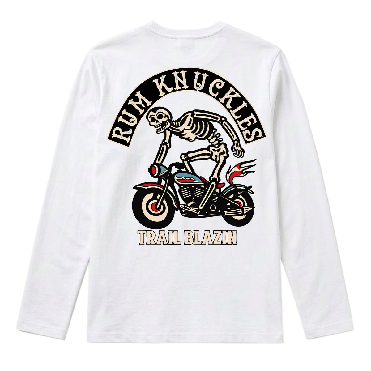 RUM KNUCKLES TRAIL BLAZIN Long Sleeve Tee - White - back