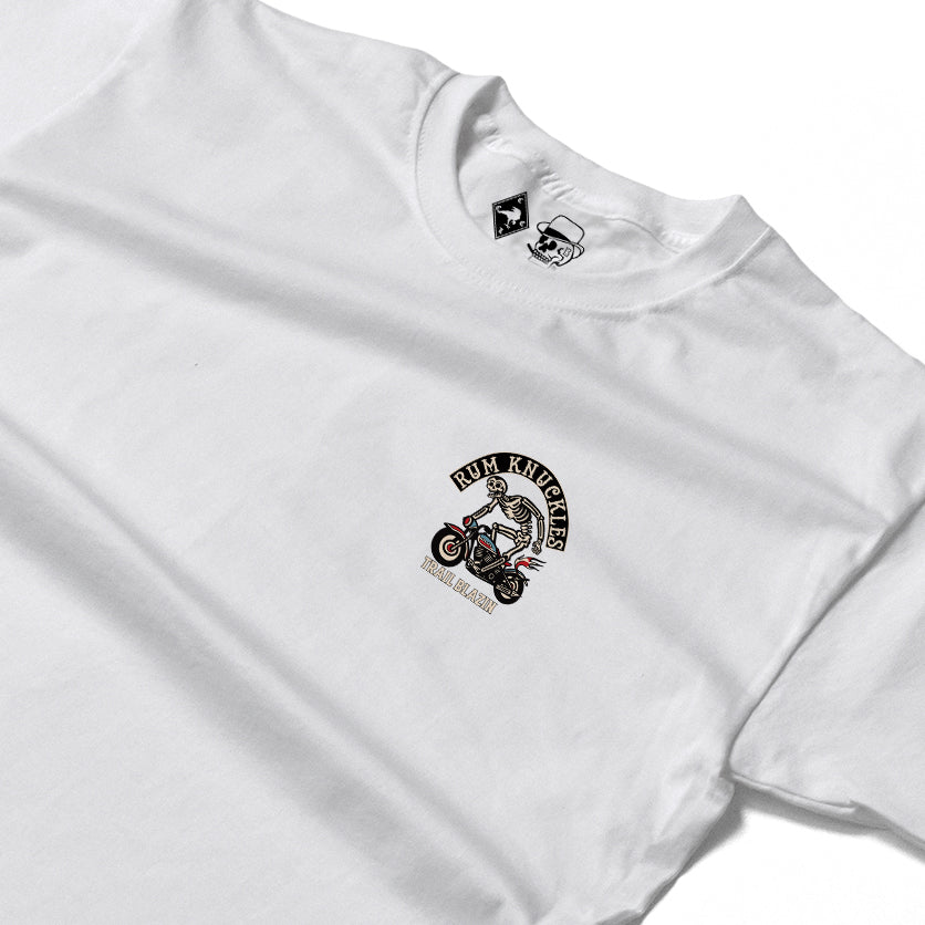 RUM KNUCKLES TRAIL BLAZIN Long Sleeve Tee - White - detail