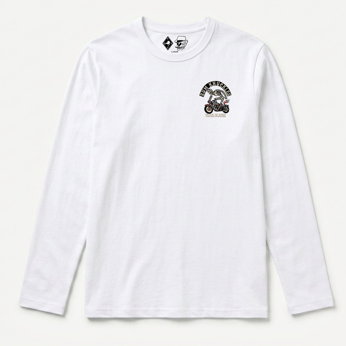 RUM KNUCKLES TRAIL BLAZIN Long Sleeve Tee - White - front