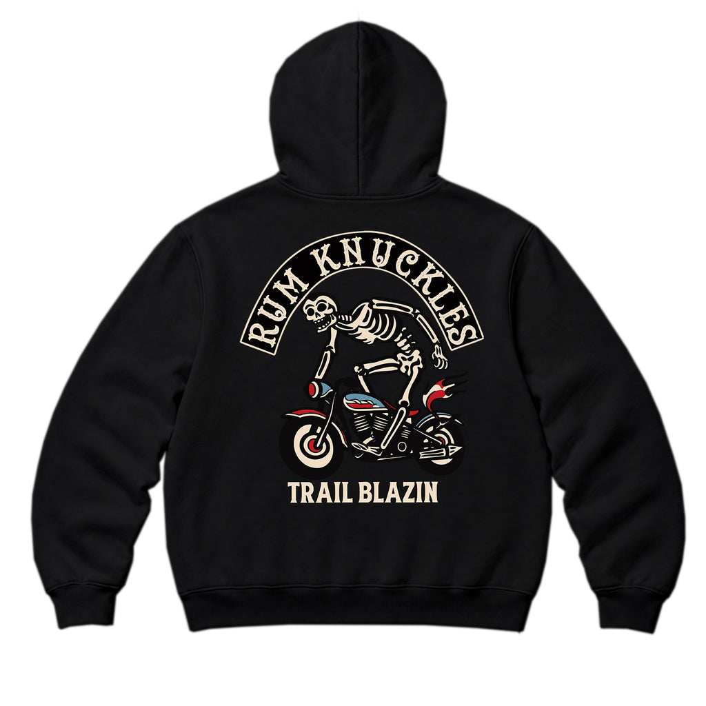 RUM KNUCKLES TRAIL BLAZIN Zip Hoodie - Black - back