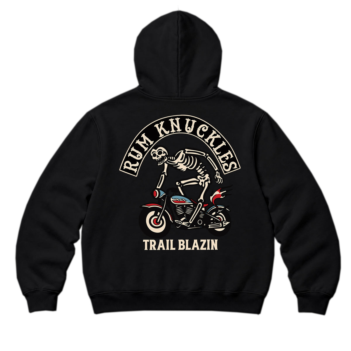RUM KNUCKLES TRAIL BLAZIN Zip Hoodie - Black - back
