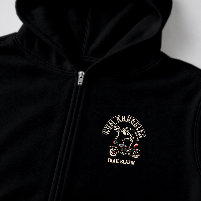 RUM KNUCKLES TRAIL BLAZIN Zip Hoodie - Black - detail