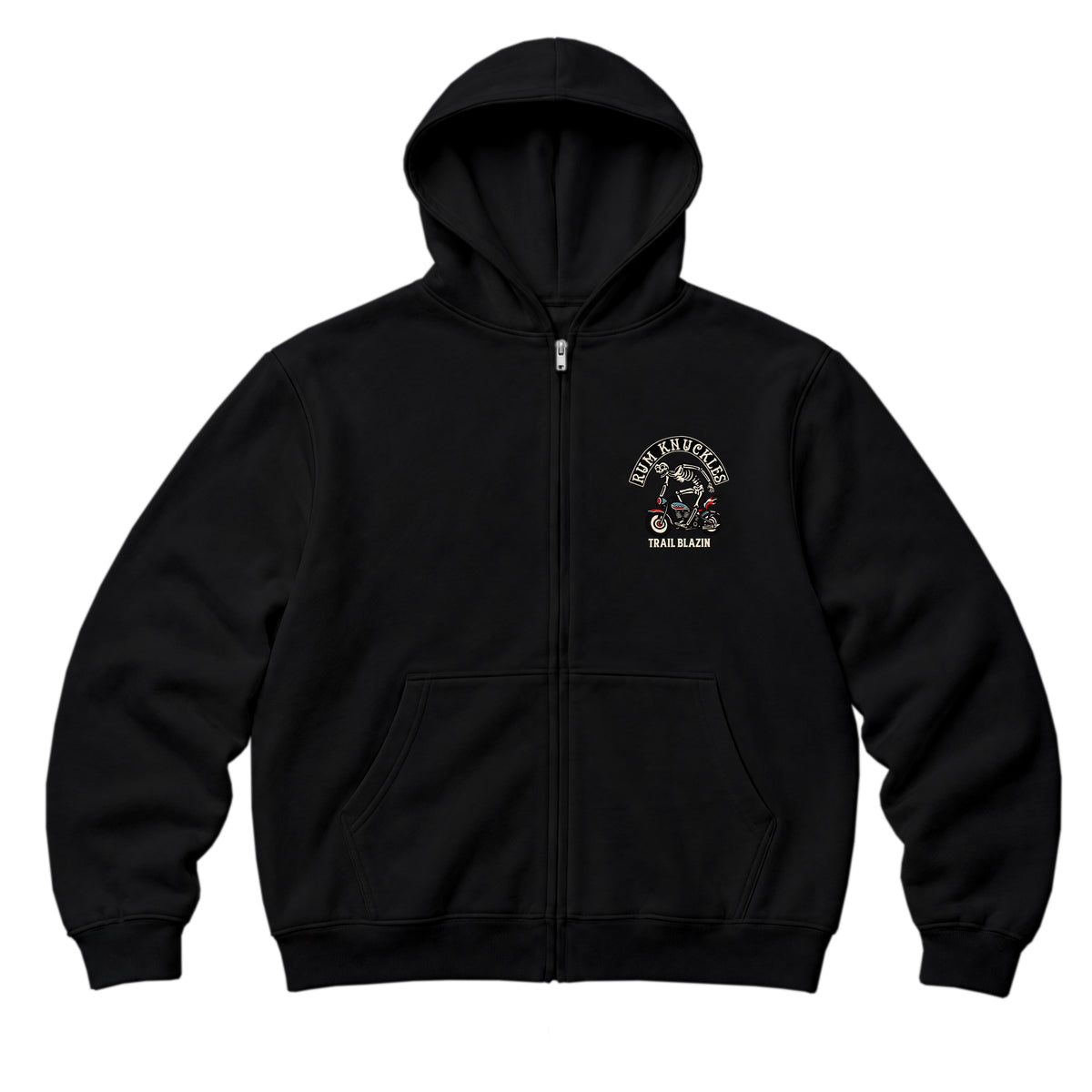 RUM KNUCKLES TRAIL BLAZIN Zip Hoodie - Black - front