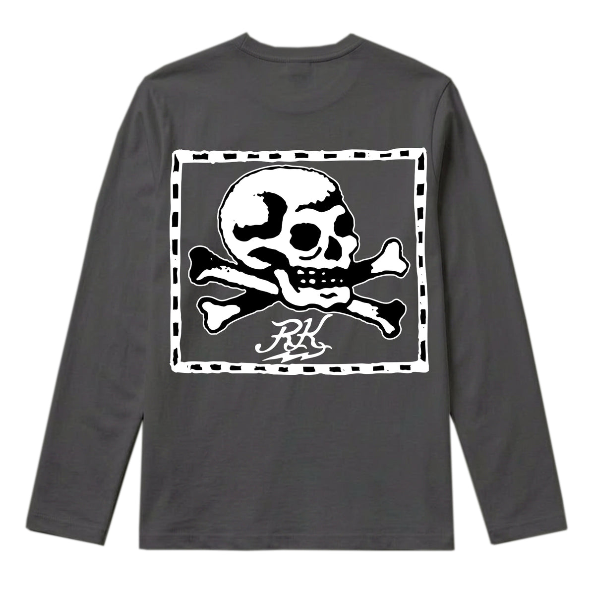 RUM KNUCKLES FLAG Long Sleeve Tee - Charcoal - back