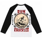 RUM KNUCKLES DEATH RIDER Baseball Tee - White/Black - back