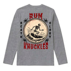 RUM KNUCKLES DEATH RIDER Long Sleeve Tee - Heather Grey - back