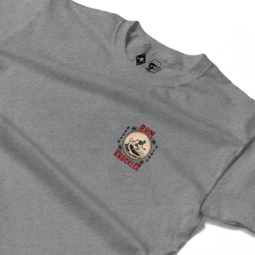 RUM KNUCKLES DEATH RIDER Long Sleeve Tee - Heather Grey - detail