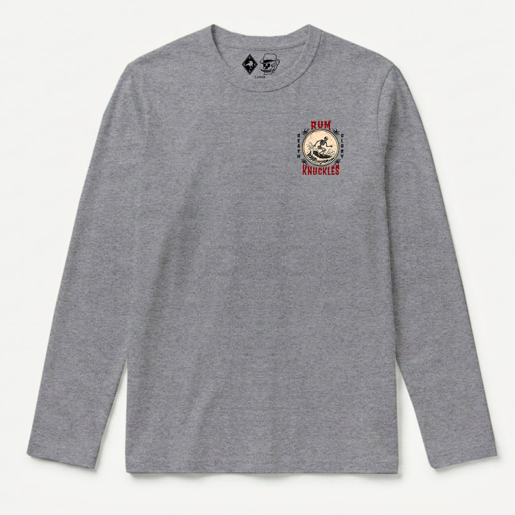 RUM KNUCKLES DEATH RIDER Long Sleeve Tee - Heather Grey - front