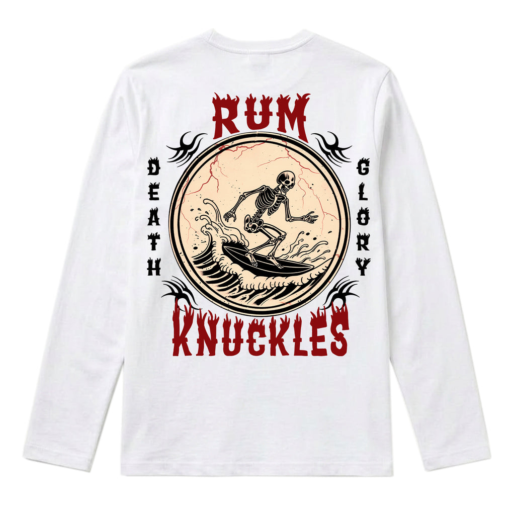 RUM KNUCKLES DEATH RIDER Long Sleeve Tee - White - back