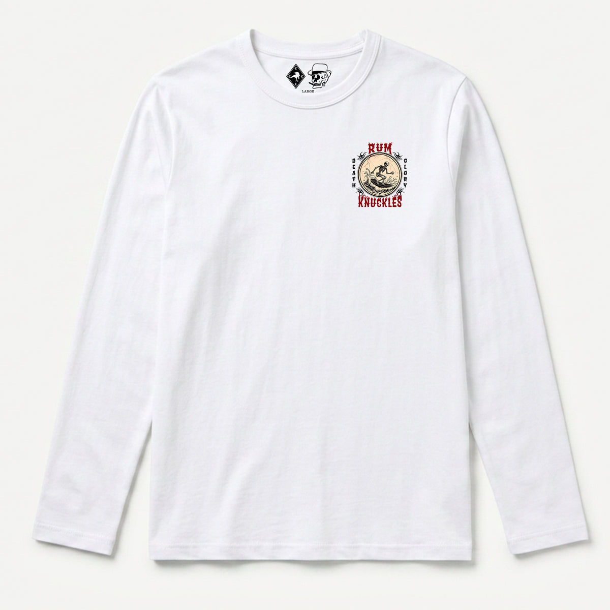 RUM KNUCKLES DEATH RIDER Long Sleeve Tee - White - front