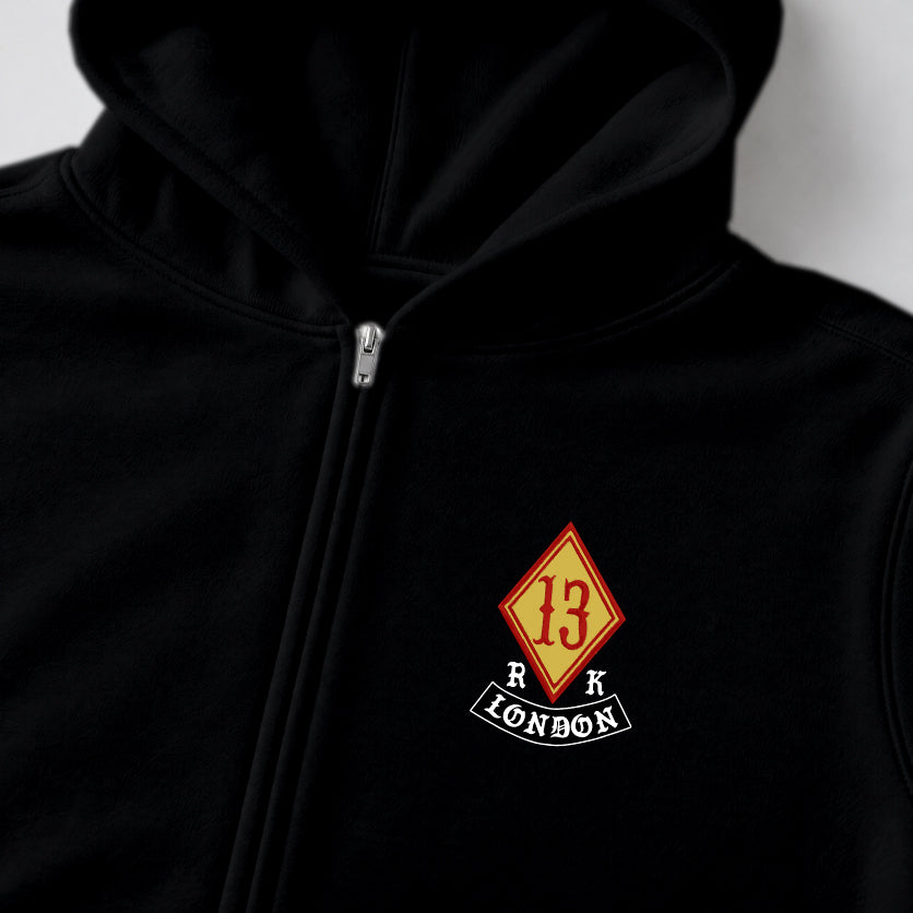 RUM KNUCKLES DIAMOND 13 Zip Hoodie - Black - detail