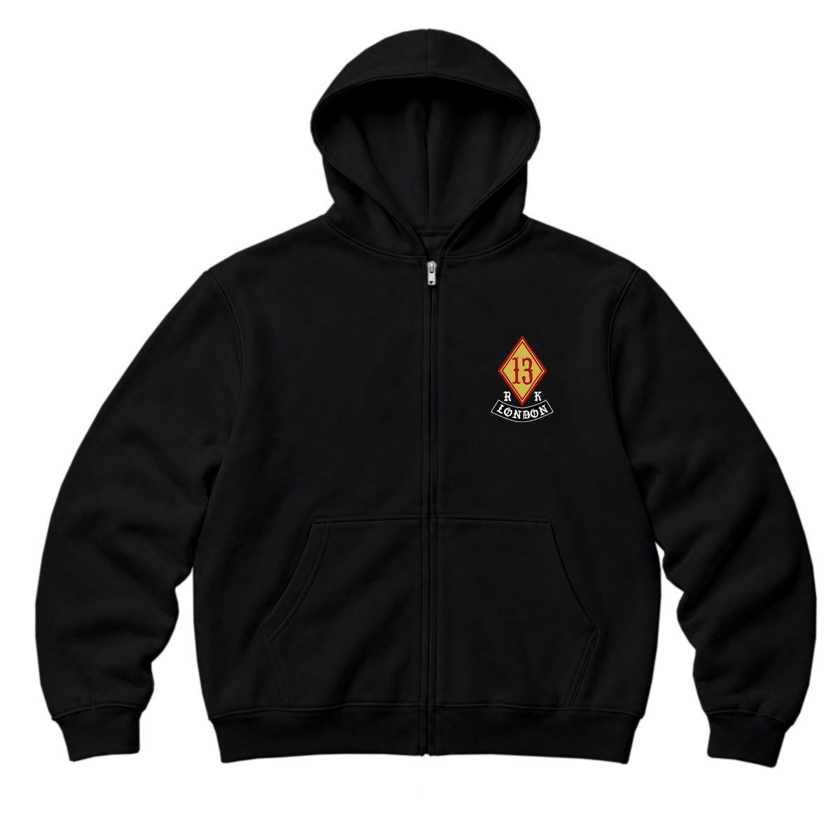 RUM KNUCKLES DIAMOND 13 Zip Hoodie - Black - front