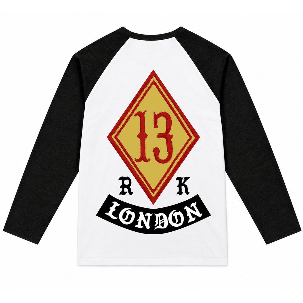 RUM KNUCKLES DIAMOND 13 Baseball Tee - White/Black - back