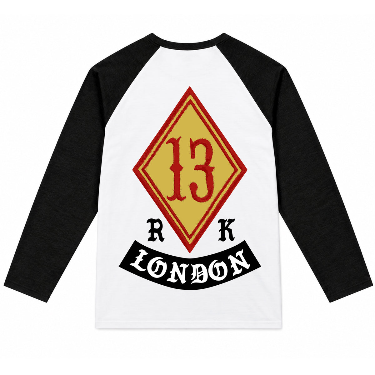 RUM KNUCKLES DIAMOND 13 Baseball Tee - White/Black - back