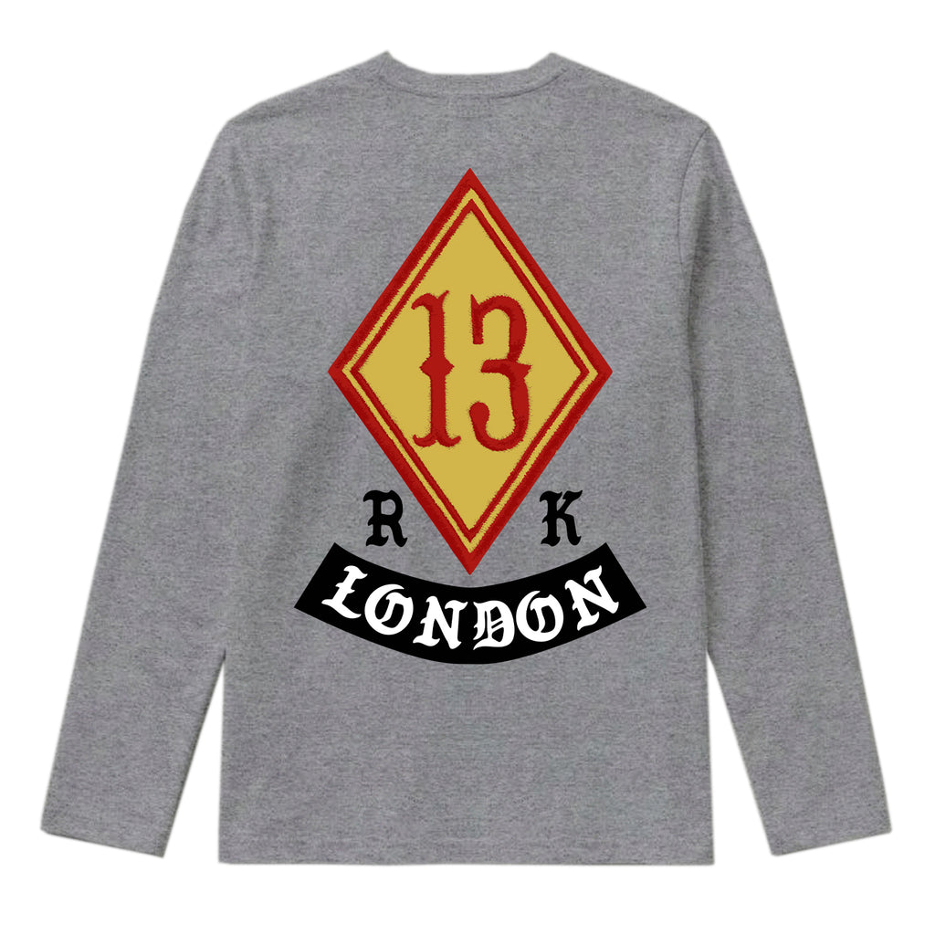 RUM KNUCKLES DIAMOND 13 Long Sleeve Tee - Heather Grey - back