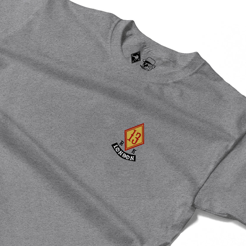 RUM KNUCKLES DIAMOND 13 Long Sleeve Tee - Heather Grey - detail