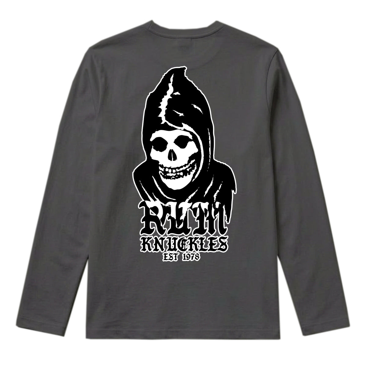 RUM KNUCKLES MIS RK FIT SKULL Long Sleeve Tee - Charcoal - back