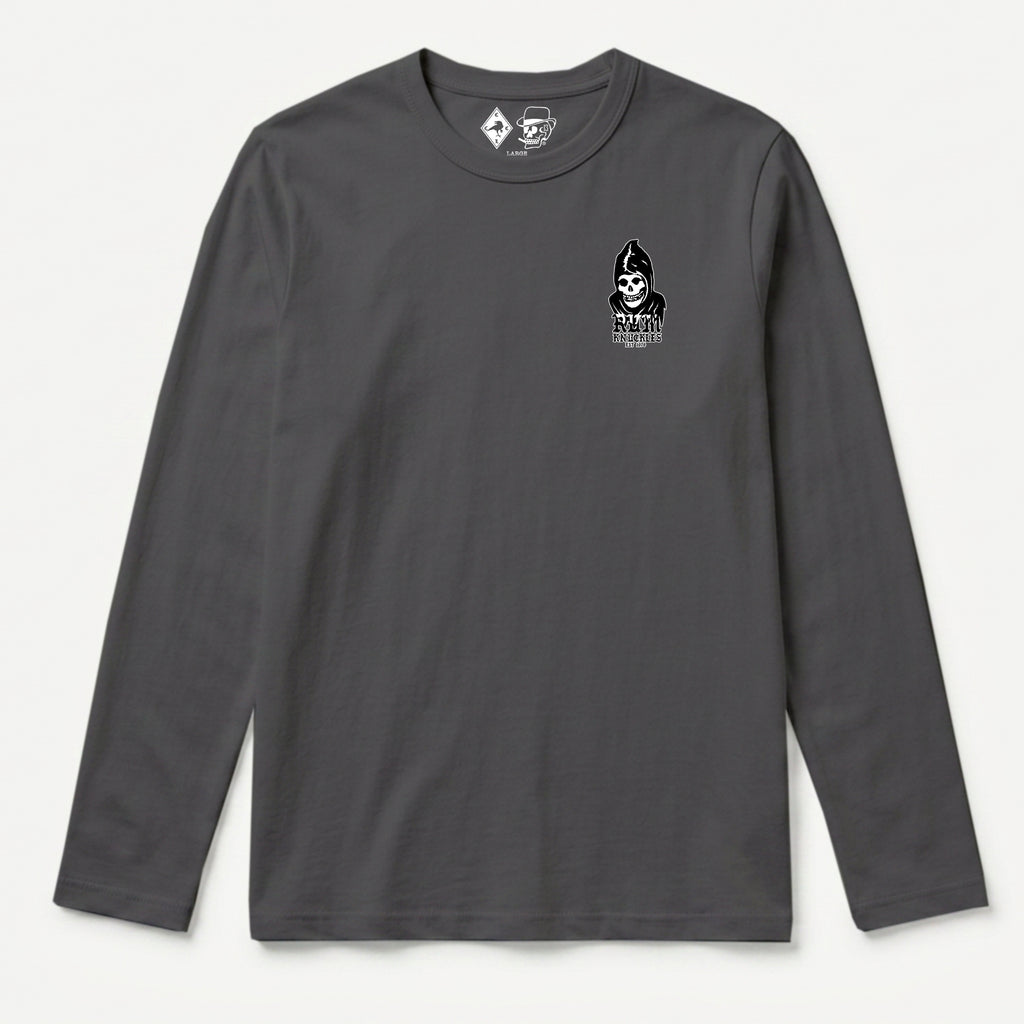 RUM KNUCKLES MIS RK FIT SKULL Long Sleeve Tee - Charcoal - front