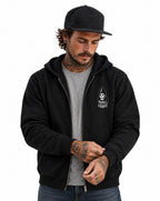 RUM KNUCKLES MIS RK FIT SKULL Zip Hoodie - Black - model front