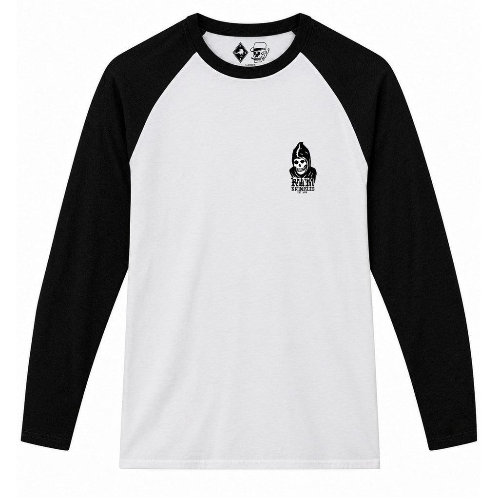 RUM KNUCKLES MIS RK FIT SKULL Baseball Tee - White/Black - front