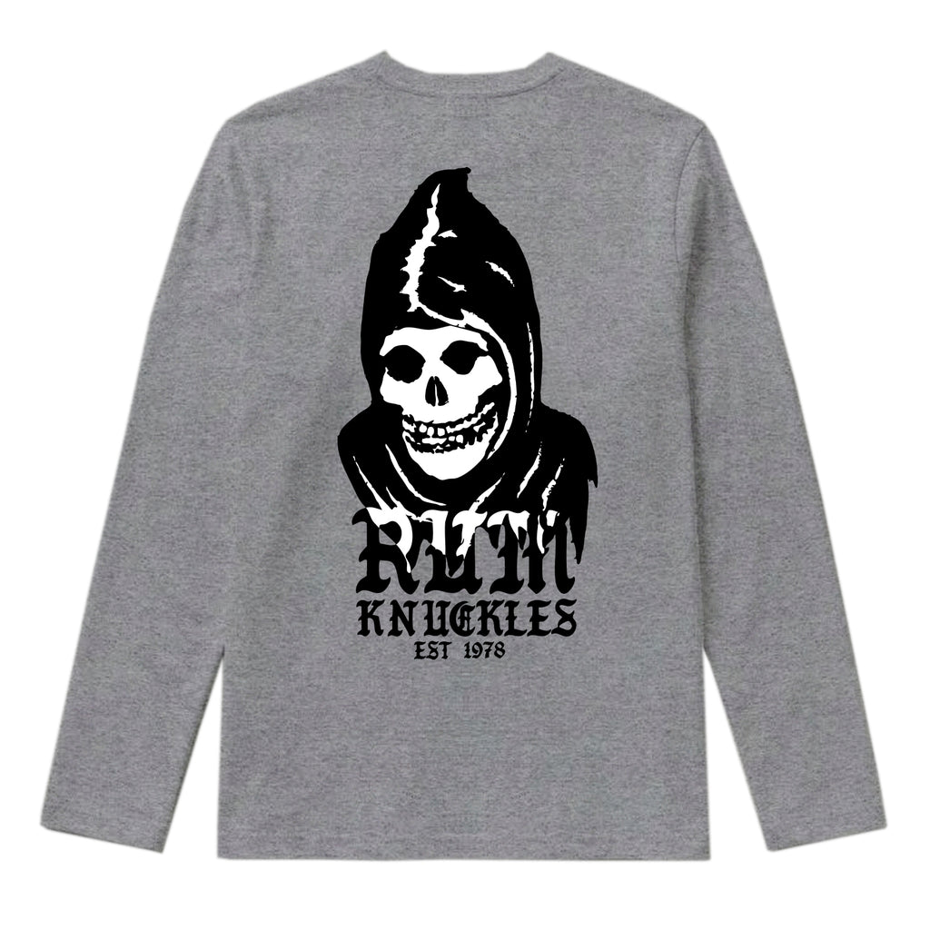 RUM KNUCKLES MIS RK FIT SKULL Long Sleeve Tee - Heather Grey - back